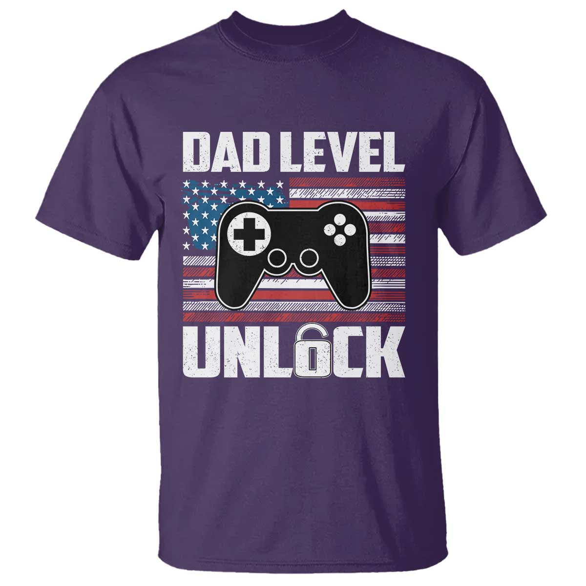 Funny New Dad T Shirt First Fathers Day Dad Level Unlocked Gaming Gamer TS10 Purple Print Your Wear