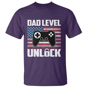 Funny New Dad T Shirt First Fathers Day Dad Level Unlocked Gaming Gamer TS10 Purple Print Your Wear
