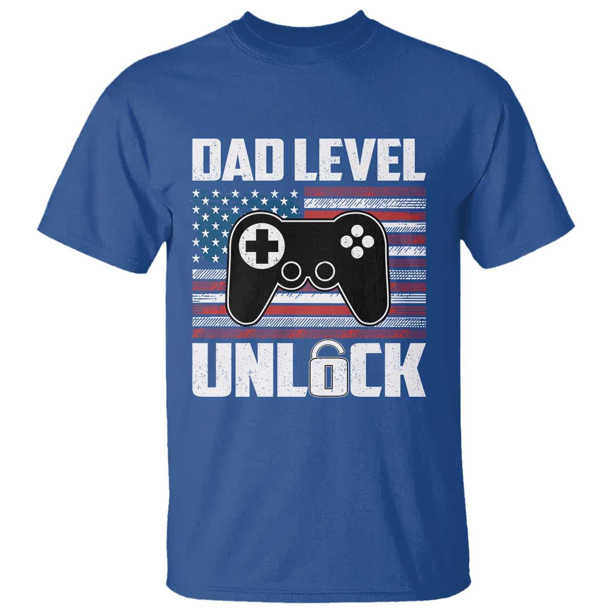 Funny New Dad T Shirt First Fathers Day Dad Level Unlocked Gaming Gamer TS10 Royal Blue Print Your Wear