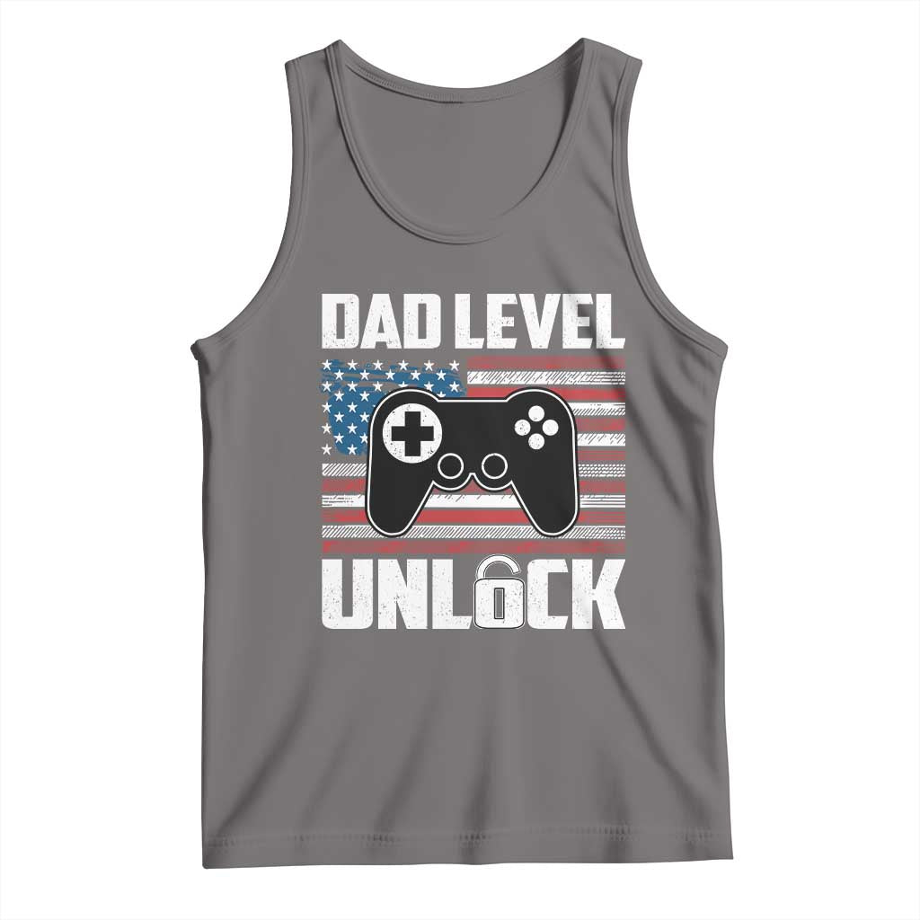 Funny New Dad Tank Top First Fathers Day Dad Level Unlocked Gaming Gamer TS10 Deep Heather Print Your Wear