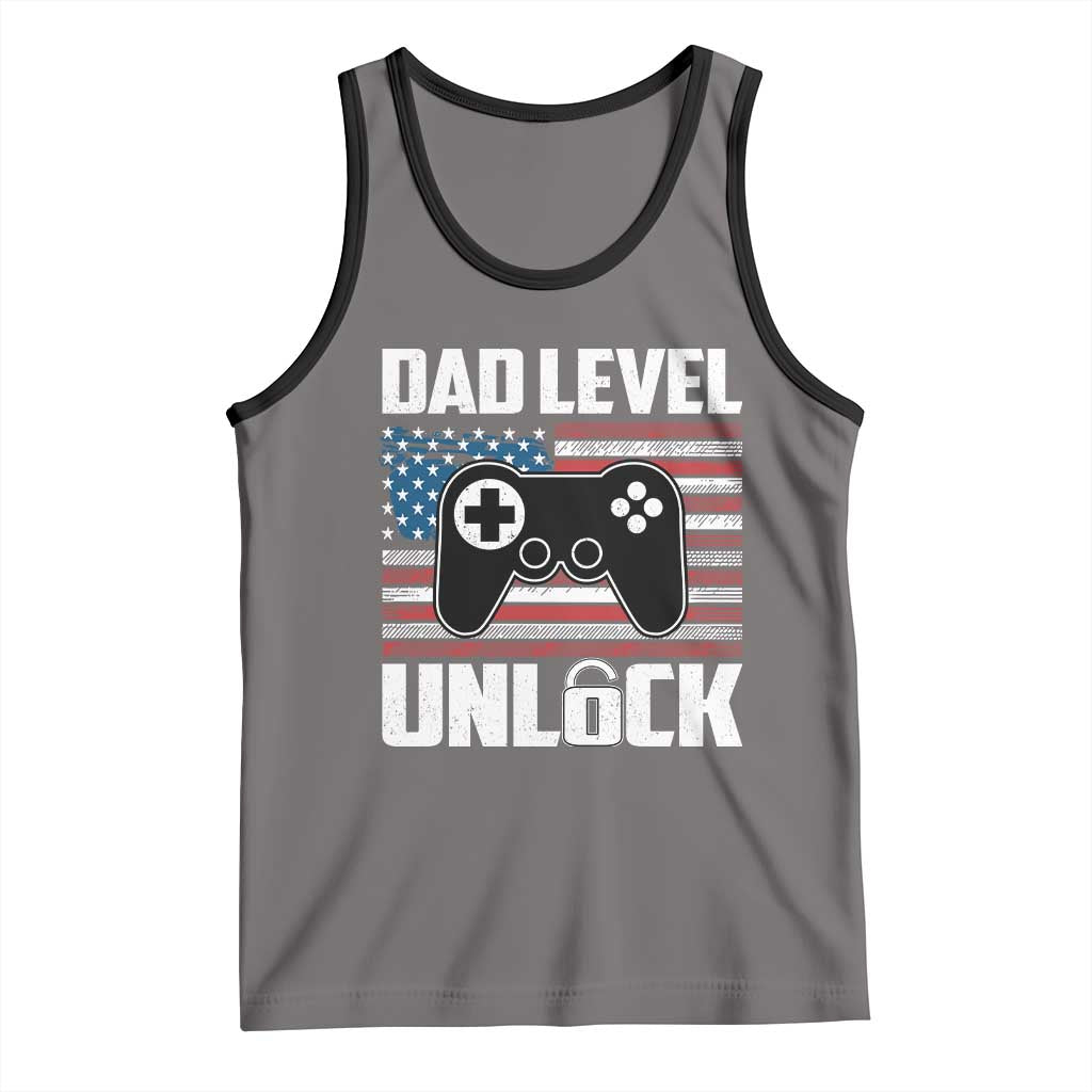 Funny New Dad Tank Top First Fathers Day Dad Level Unlocked Gaming Gamer TS10 Deep Heather Black Print Your Wear