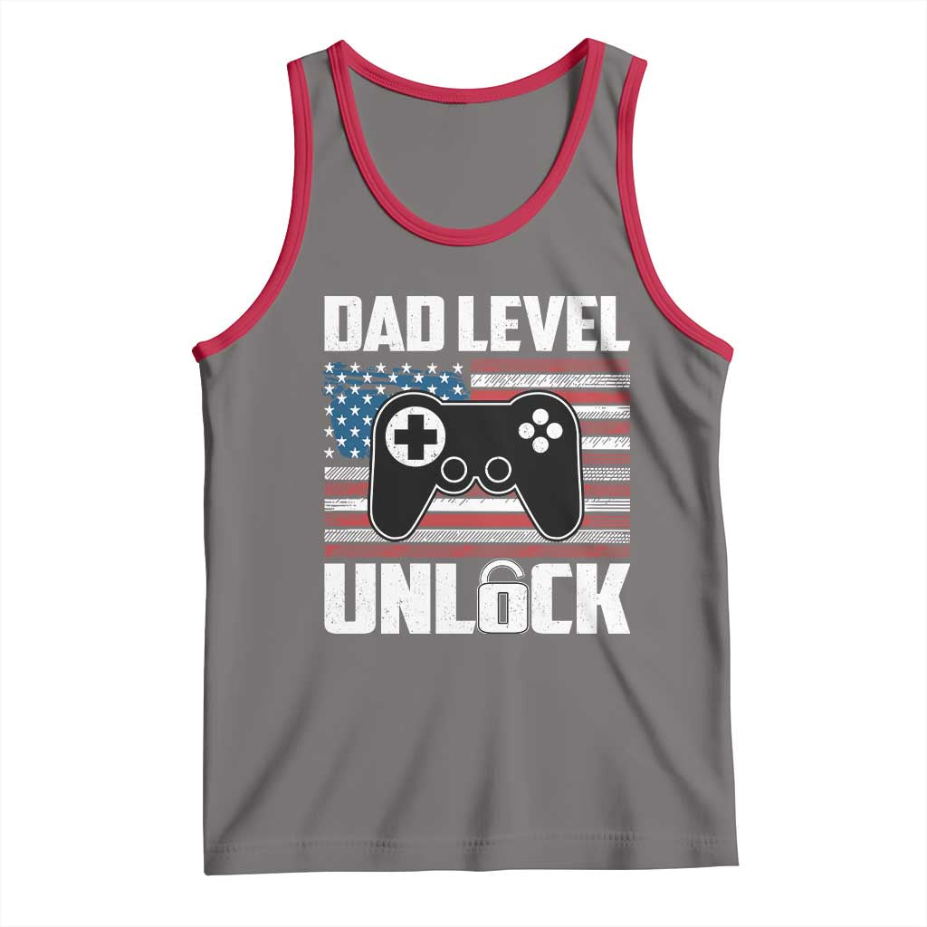 Funny New Dad Tank Top First Fathers Day Dad Level Unlocked Gaming Gamer TS10 Deep Heather Red Print Your Wear