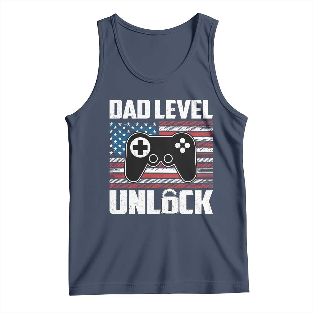 Funny New Dad Tank Top First Fathers Day Dad Level Unlocked Gaming Gamer TS10 Navy Print Your Wear