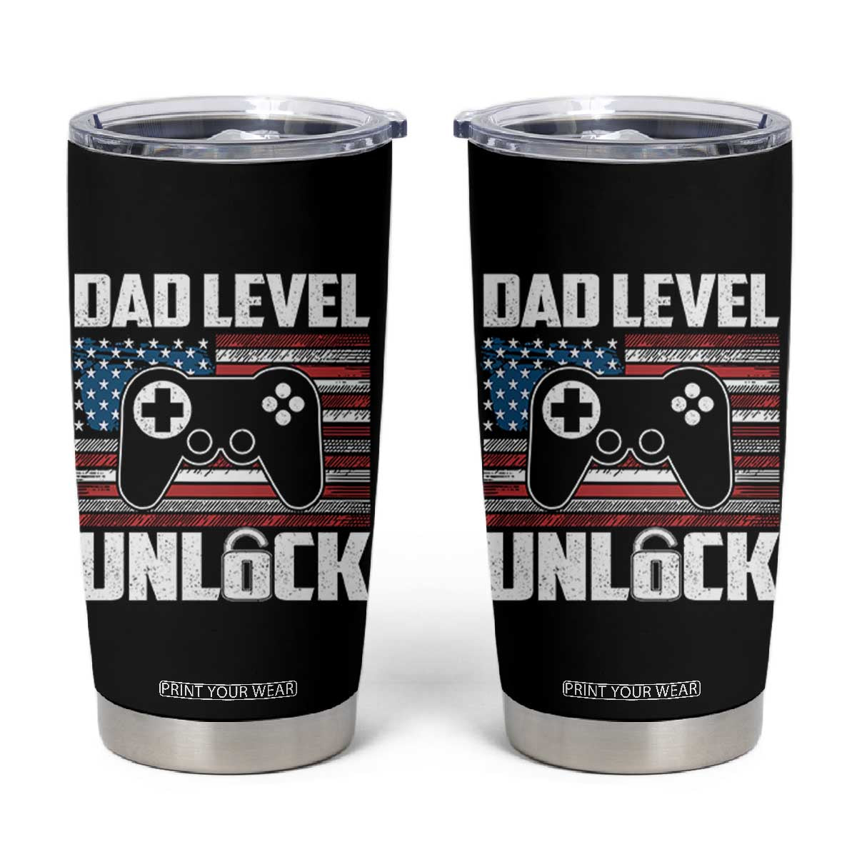 Funny New Dad Tumbler Cup First Fathers Day Dad Level Unlocked Gaming Gamer TS10 Black Print Your Wear