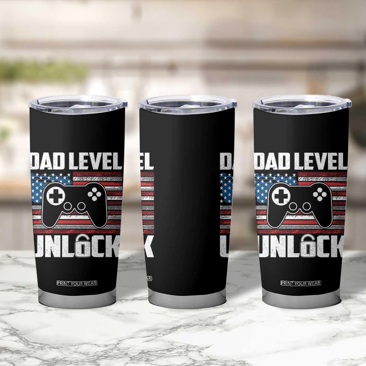 Funny New Dad Tumbler Cup First Fathers Day Dad Level Unlocked Gaming Gamer TS10 Print Your Wear