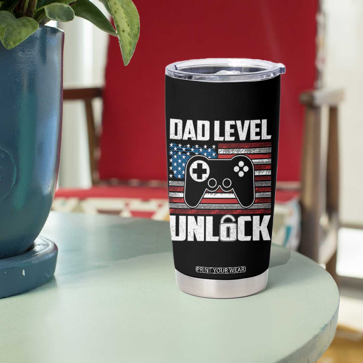 Funny New Dad Tumbler Cup First Fathers Day Dad Level Unlocked Gaming Gamer TS10 Print Your Wear