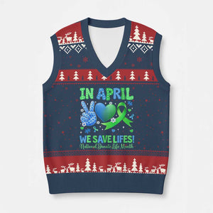 Donate Life Month V-Neck Knit Sweater Vest In April We Save Lives Organ Donation TS10 Navy Red Print Your Wear