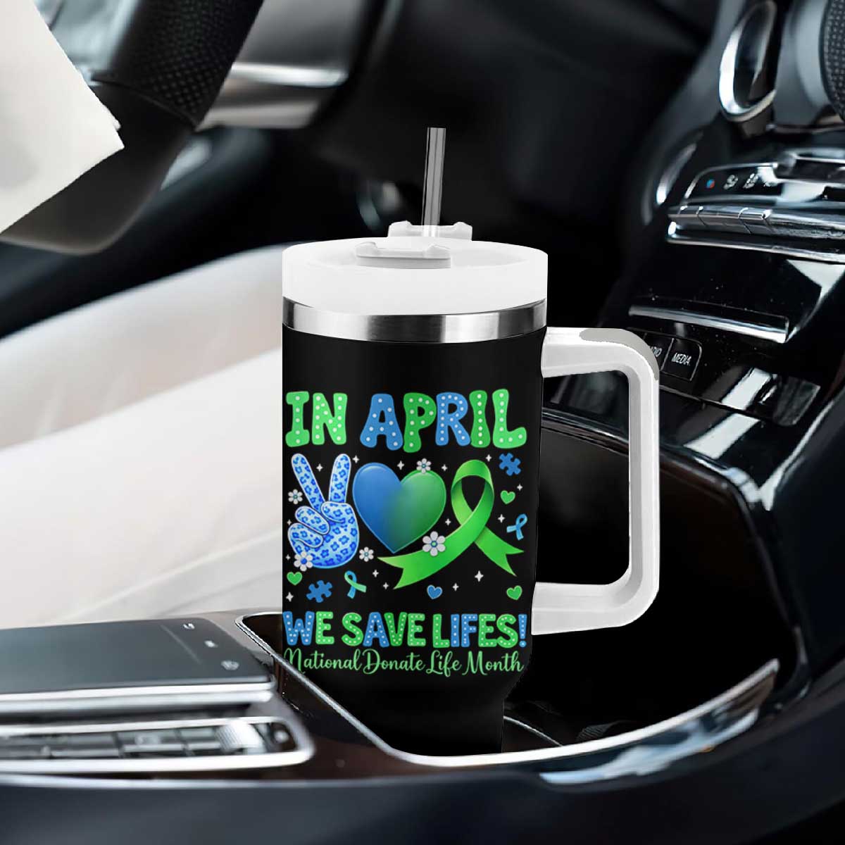 Donate Life Month Tumbler With Handle In April We Save Lives Organ Donation TS10 Print Your Wear