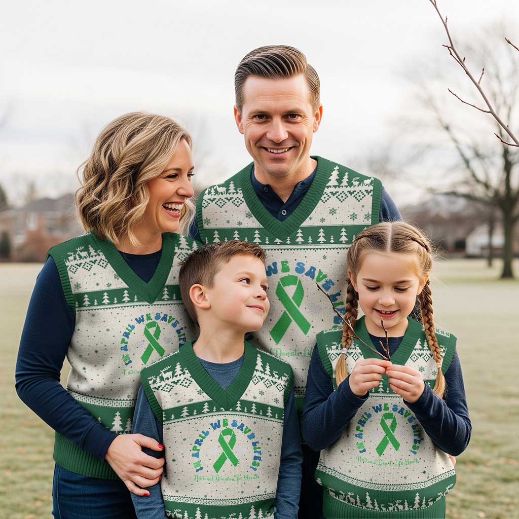 National Donate Life Month V-Neck Knit Sweater Vest Green Ribbon Organ Donation In April We Save Lives TS10 Beige Green Print Your Wear