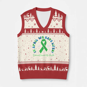 National Donate Life Month V-Neck Knit Sweater Vest Green Ribbon Organ Donation In April We Save Lives TS10 Beige Red Print Your Wear
