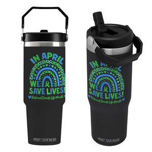 National Donate Life Month Flip Straw Tumbler In April We Save Lives Organ Donation Support Green Ribbon TS10 One Size: 30 oz Black Print Your Wear