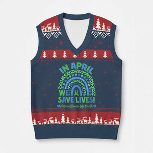 National Donate Life Month V-Neck Knit Sweater Vest In April We Save Lives Organ Donation Support Green Ribbon TS10 Navy Red Print Your Wear