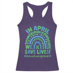 National Donate Life Month Racerback Tank Top In April We Save Lives Organ Donation Support Green Ribbon TS10 Purple Print Your Wear