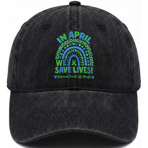 National Donate Life Month Washed Cotton Baseball Cap In April We Save Lives Organ Donation Support Green Ribbon TS10 Print Your Wear