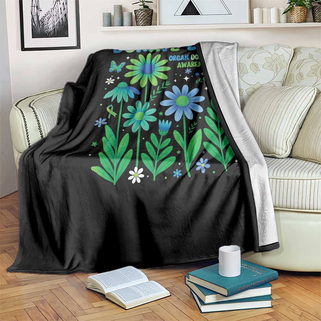 Organ Donation Awareness Throw Blanket Green Ribbon Donate Life Floral TS10 Print Your Wear