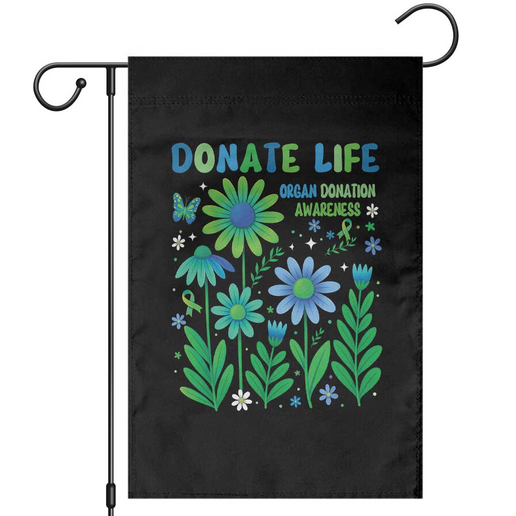 Organ Donation Awareness Garden Flag Green Ribbon Donate Life Floral TS10 Black Print Your Wear