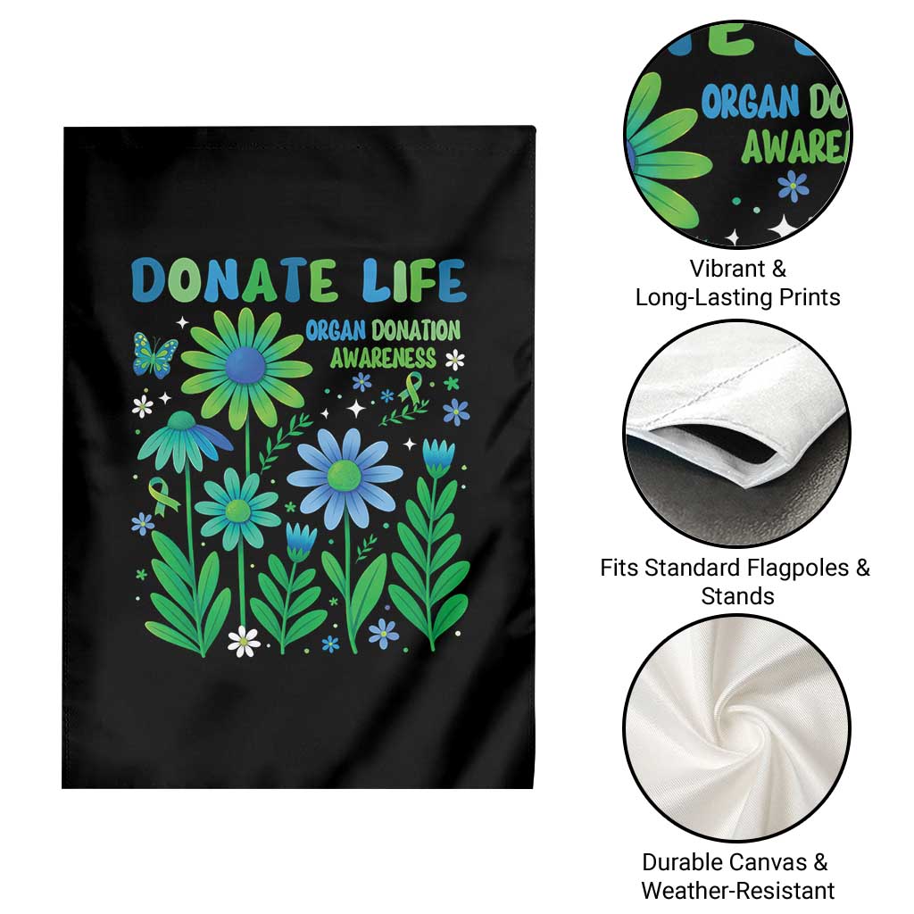 Organ Donation Awareness Garden Flag Green Ribbon Donate Life Floral TS10 Print Your Wear