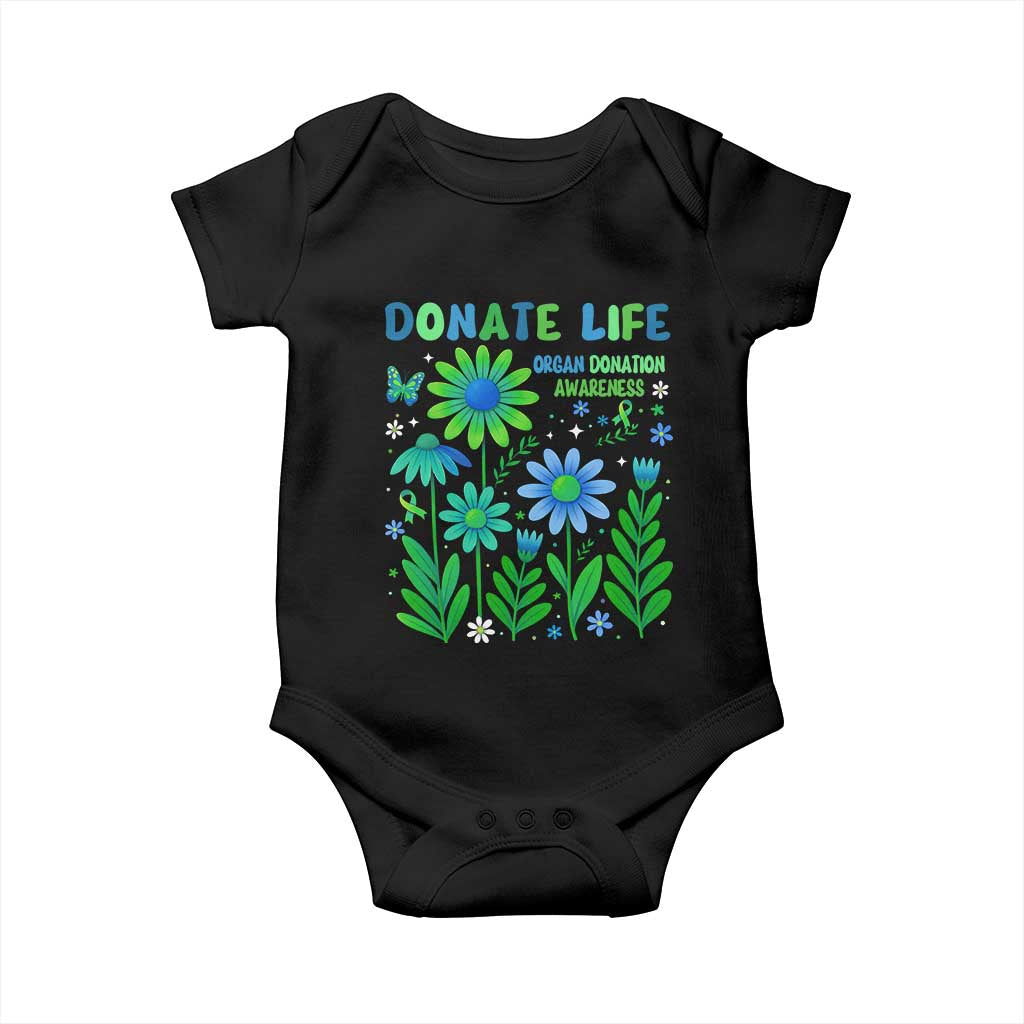 Organ Donation Awareness Baby Onesie Green Ribbon Donate Life Floral TS10 Black Print Your Wear