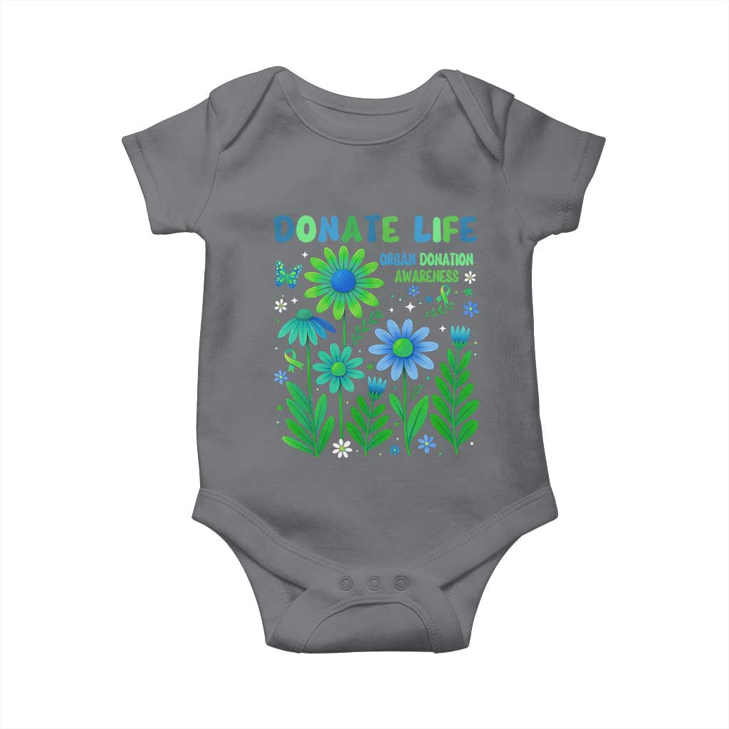 Organ Donation Awareness Baby Onesie Green Ribbon Donate Life Floral TS10 Charcoal Print Your Wear
