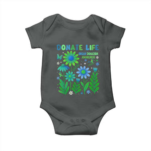 Organ Donation Awareness Baby Onesie Green Ribbon Donate Life Floral TS10 Dark Heather Print Your Wear
