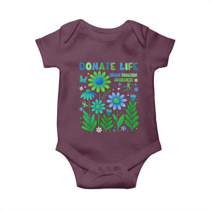 Organ Donation Awareness Baby Onesie Green Ribbon Donate Life Floral TS10 Maroon Print Your Wear