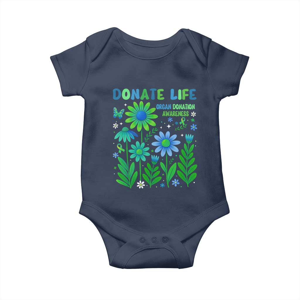 Organ Donation Awareness Baby Onesie Green Ribbon Donate Life Floral TS10 Navy Print Your Wear