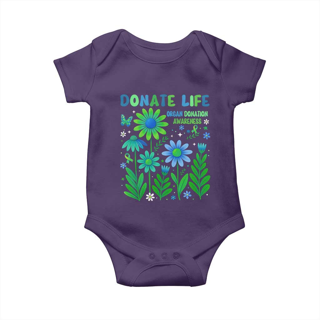 Organ Donation Awareness Baby Onesie Green Ribbon Donate Life Floral TS10 Purple Print Your Wear