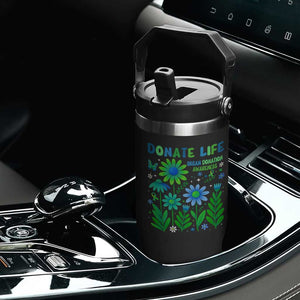 Organ Donation Awareness Flip Straw Tumbler Green Ribbon Donate Life Floral TS10 Print Your Wear