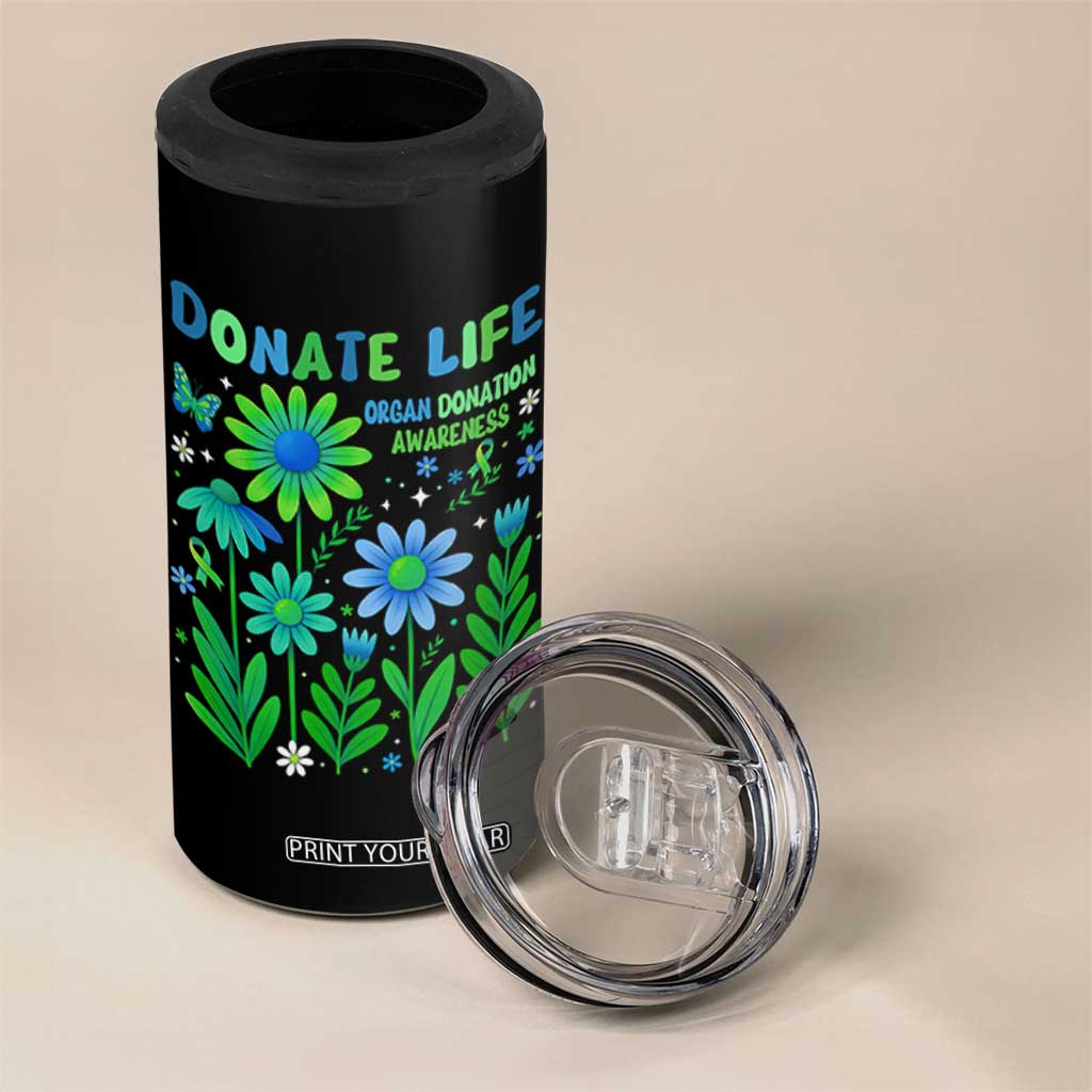 Organ Donation Awareness 4 in 1 Can Cooler Tumbler Green Ribbon Donate Life Floral TS10 Print Your Wear