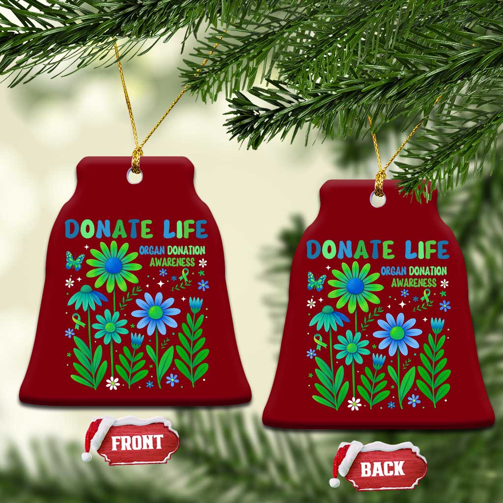 Organ Donation Awareness Ceramic Ornament Green Ribbon Donate Life Floral TS10 Print Your Wear