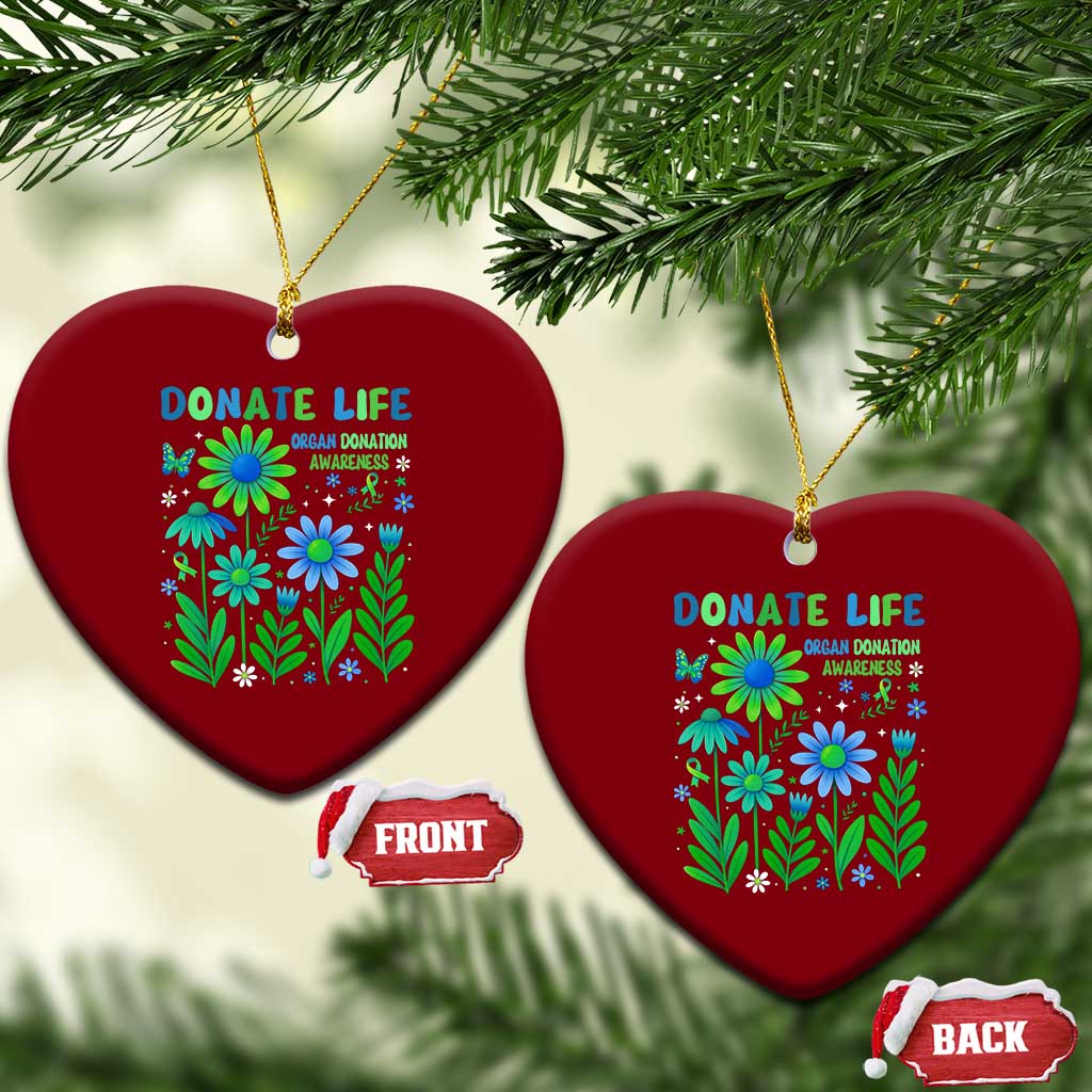 Organ Donation Awareness Ceramic Ornament Green Ribbon Donate Life Floral TS10 Print Your Wear