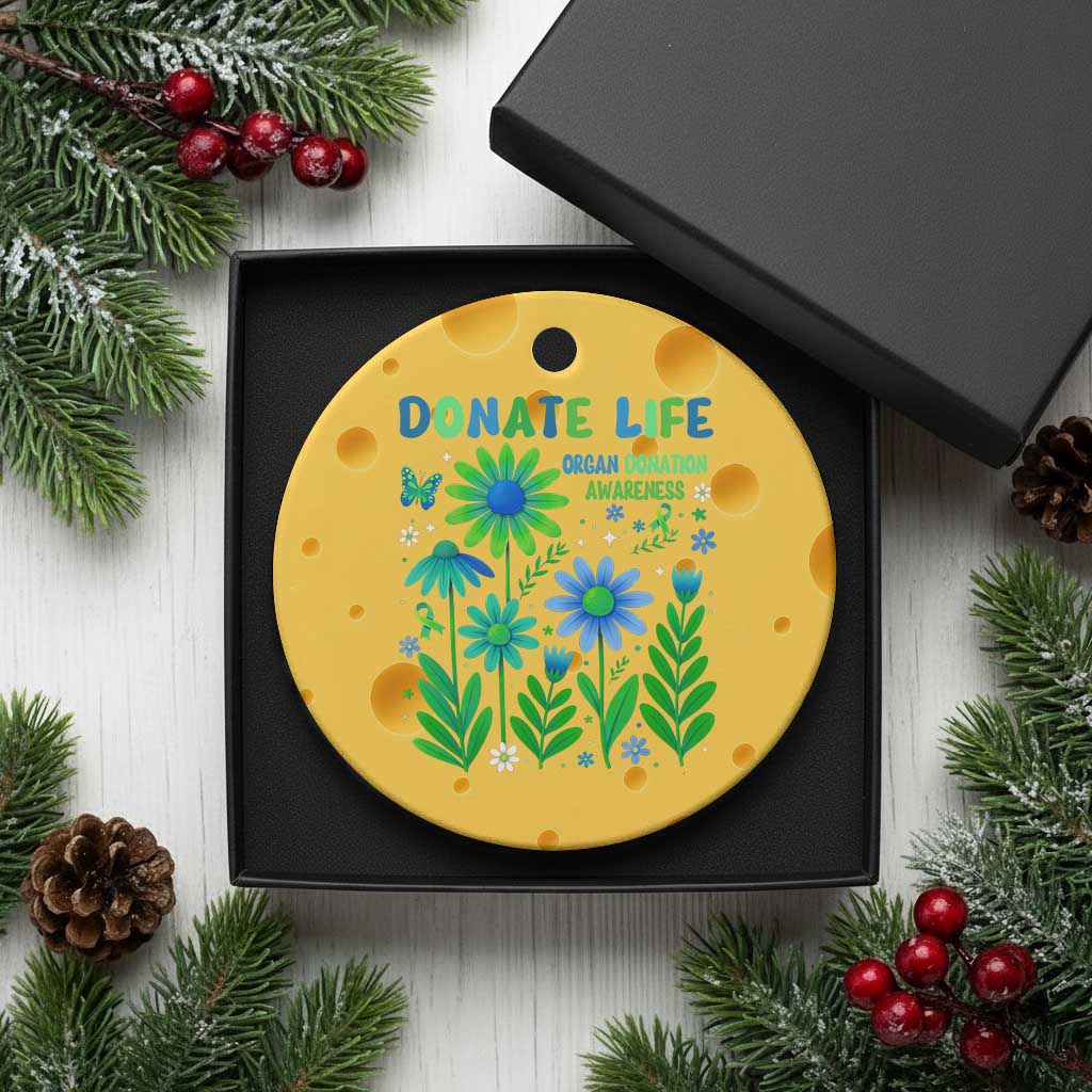 Organ Donation Awareness Ceramic Ornament Green Ribbon Donate Life Floral TS10 1pc Yellow Cheese Print Your Wear