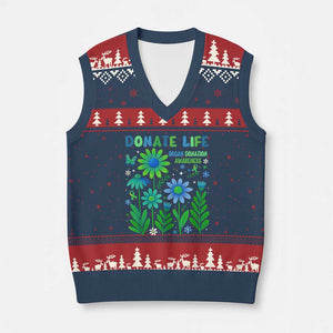 Organ Donation Awareness V-Neck Knit Sweater Vest Green Ribbon Donate Life Floral TS10 Navy Red Print Your Wear