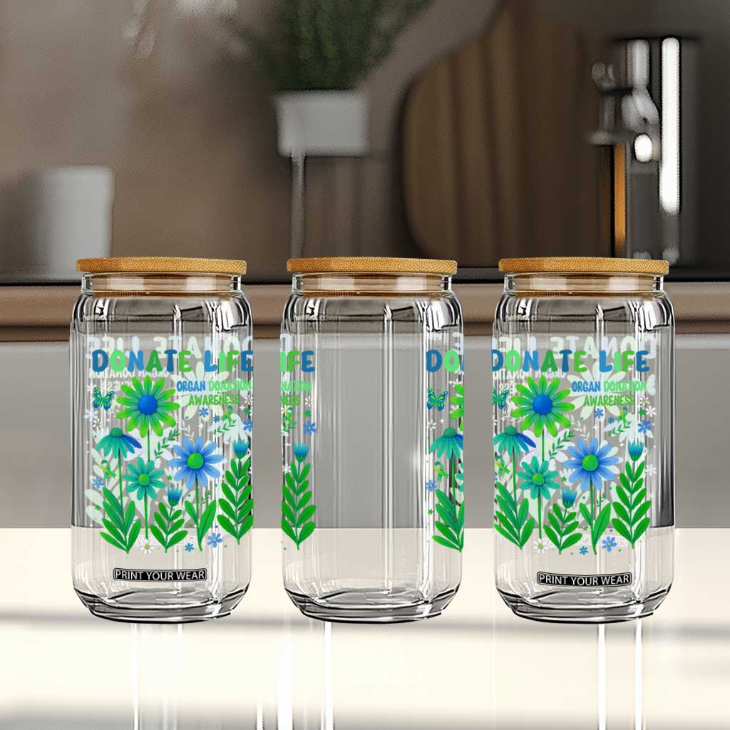 Organ Donation Awareness Glass Can Green Ribbon Donate Life Floral TS10 Print Your Wear