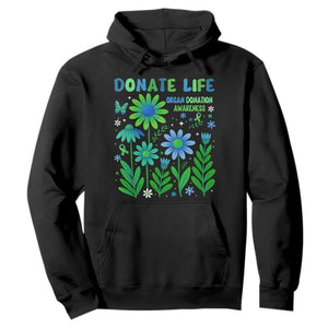 Organ Donation Awareness Hoodie Green Ribbon Donate Life Floral TS10 Black Print Your Wear