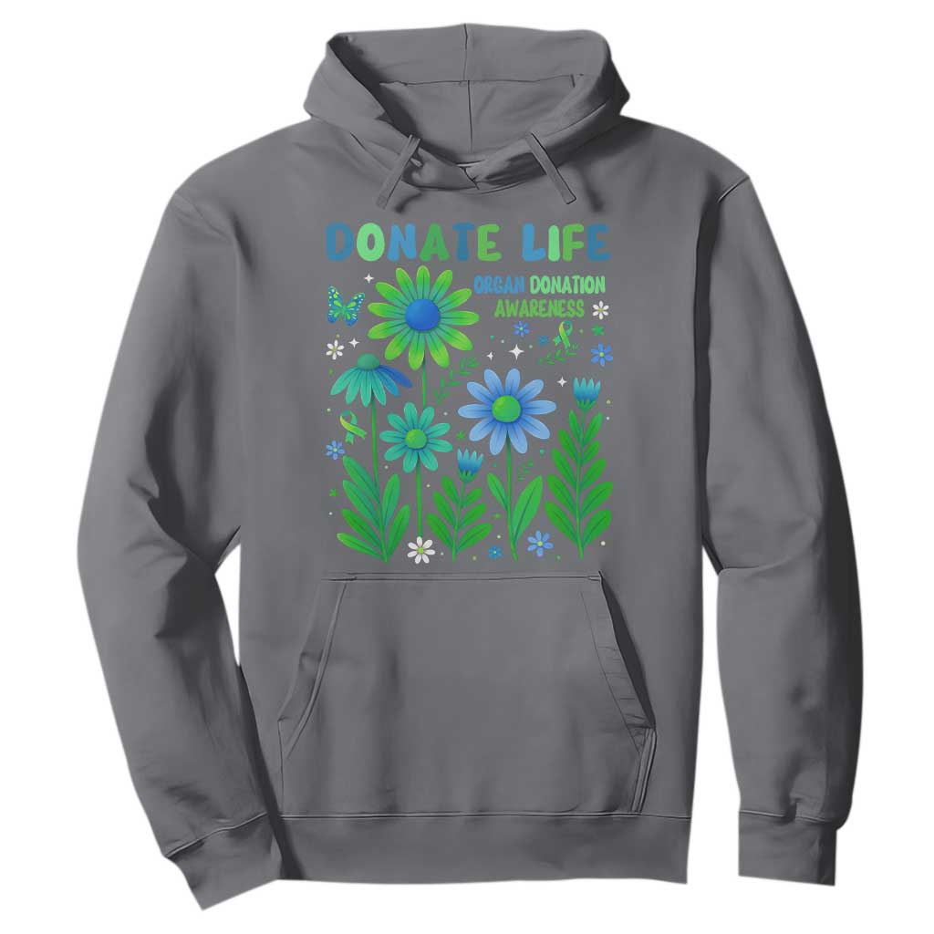 Organ Donation Awareness Hoodie Green Ribbon Donate Life Floral TS10 Charcoal Print Your Wear