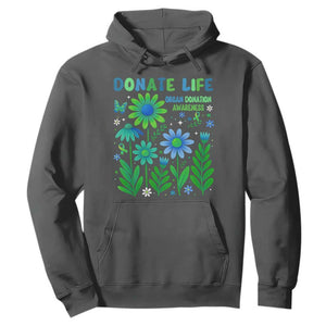 Organ Donation Awareness Hoodie Green Ribbon Donate Life Floral TS10 Dark Heather Print Your Wear