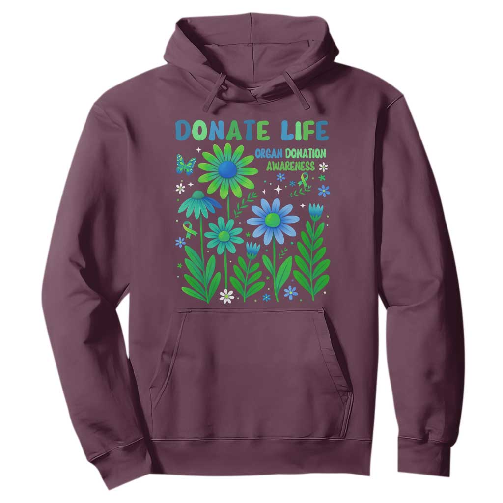 Organ Donation Awareness Hoodie Green Ribbon Donate Life Floral TS10 Maroon Print Your Wear