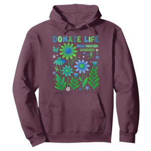 Organ Donation Awareness Hoodie Green Ribbon Donate Life Floral TS10 Maroon Print Your Wear