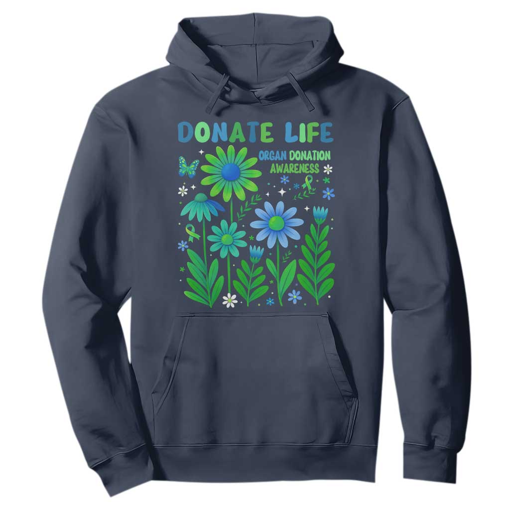 Organ Donation Awareness Hoodie Green Ribbon Donate Life Floral TS10 Navy Print Your Wear
