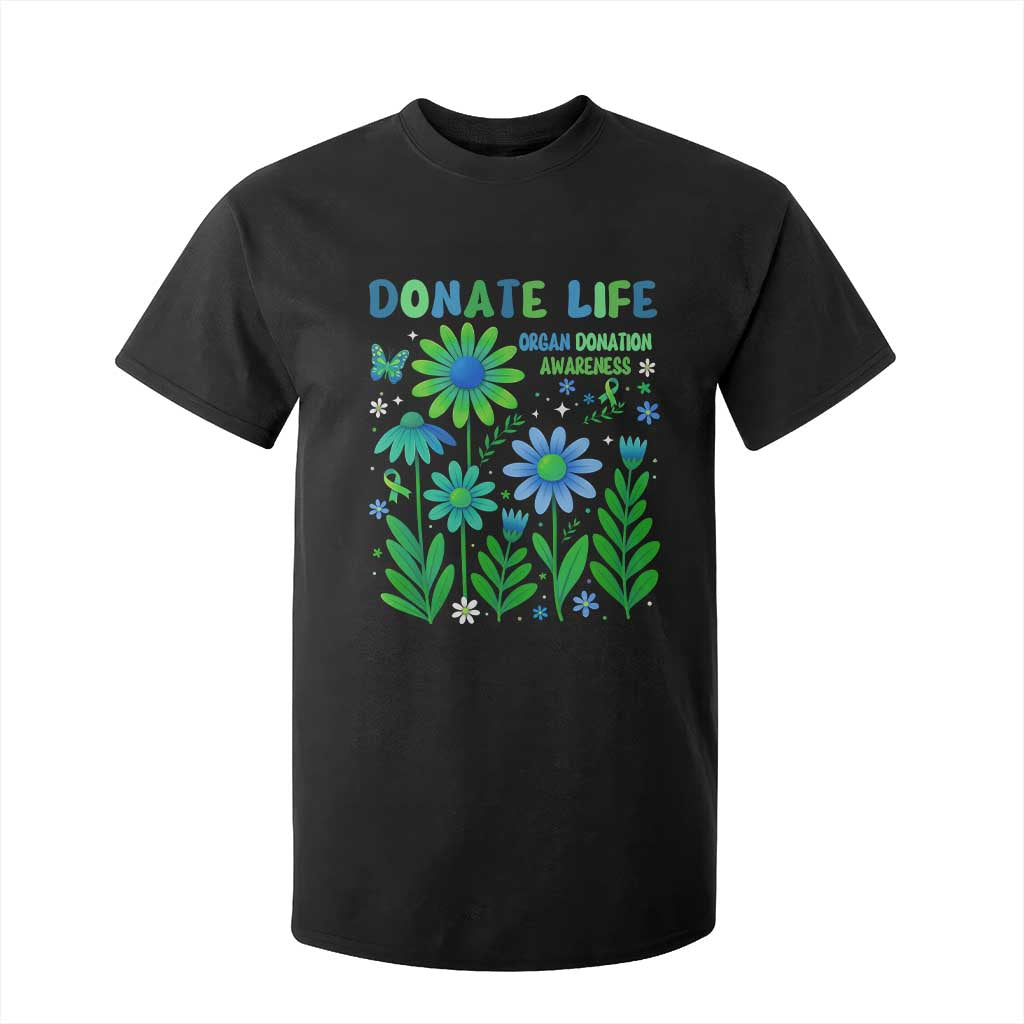 Organ Donation Awareness T Shirt For Kid Green Ribbon Donate Life Floral TS10 Black Print Your Wear