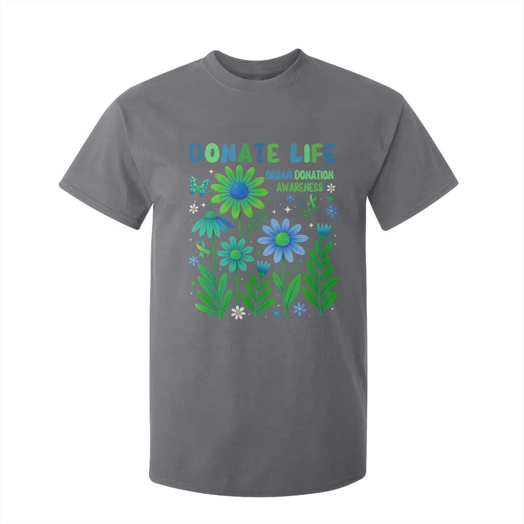 Organ Donation Awareness T Shirt For Kid Green Ribbon Donate Life Floral TS10 Charcoal Print Your Wear