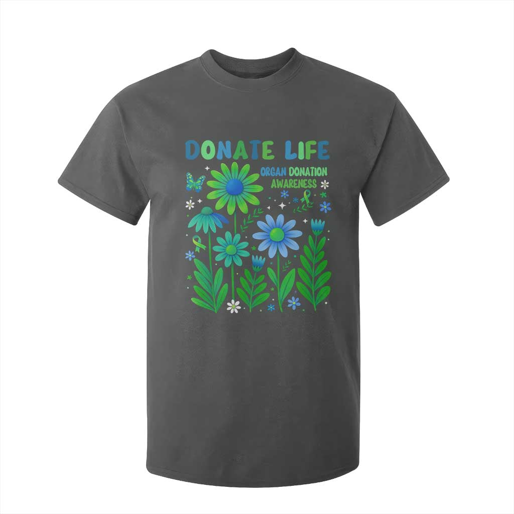 Organ Donation Awareness T Shirt For Kid Green Ribbon Donate Life Floral TS10 Dark Heather Print Your Wear