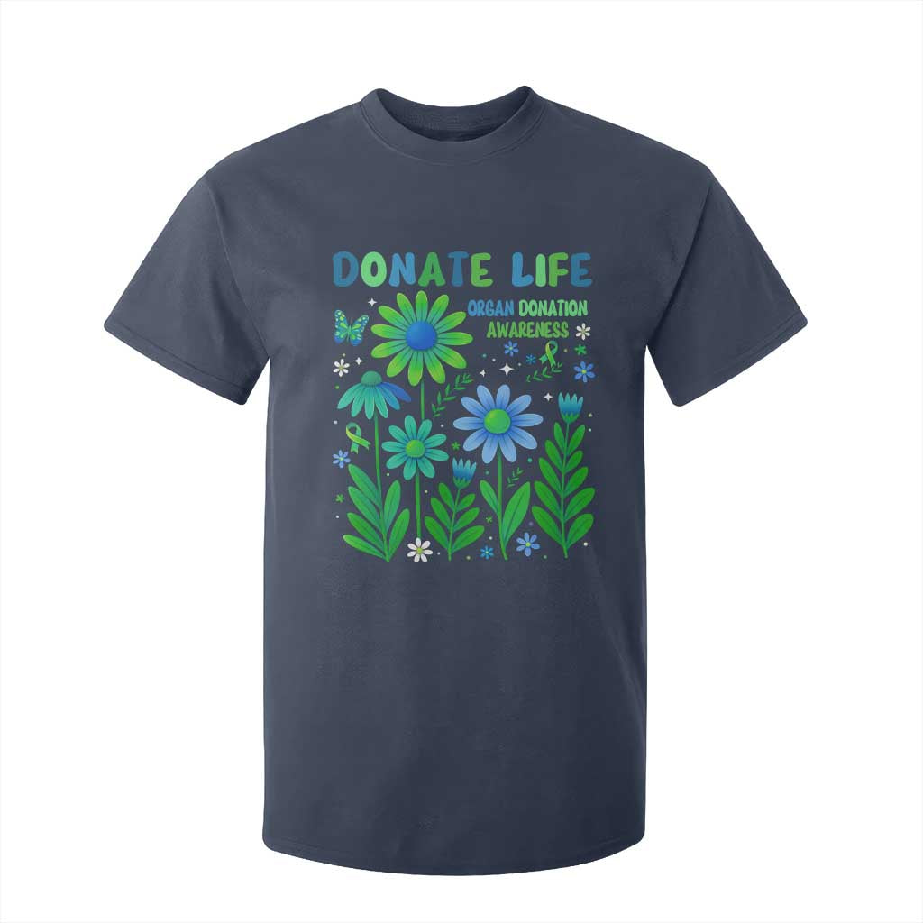 Organ Donation Awareness T Shirt For Kid Green Ribbon Donate Life Floral TS10 Navy Print Your Wear