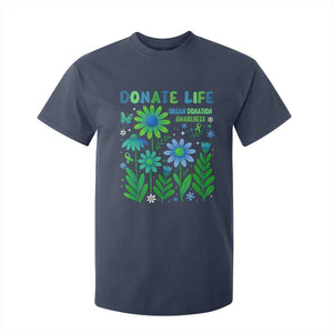 Organ Donation Awareness T Shirt For Kid Green Ribbon Donate Life Floral TS10 Navy Print Your Wear