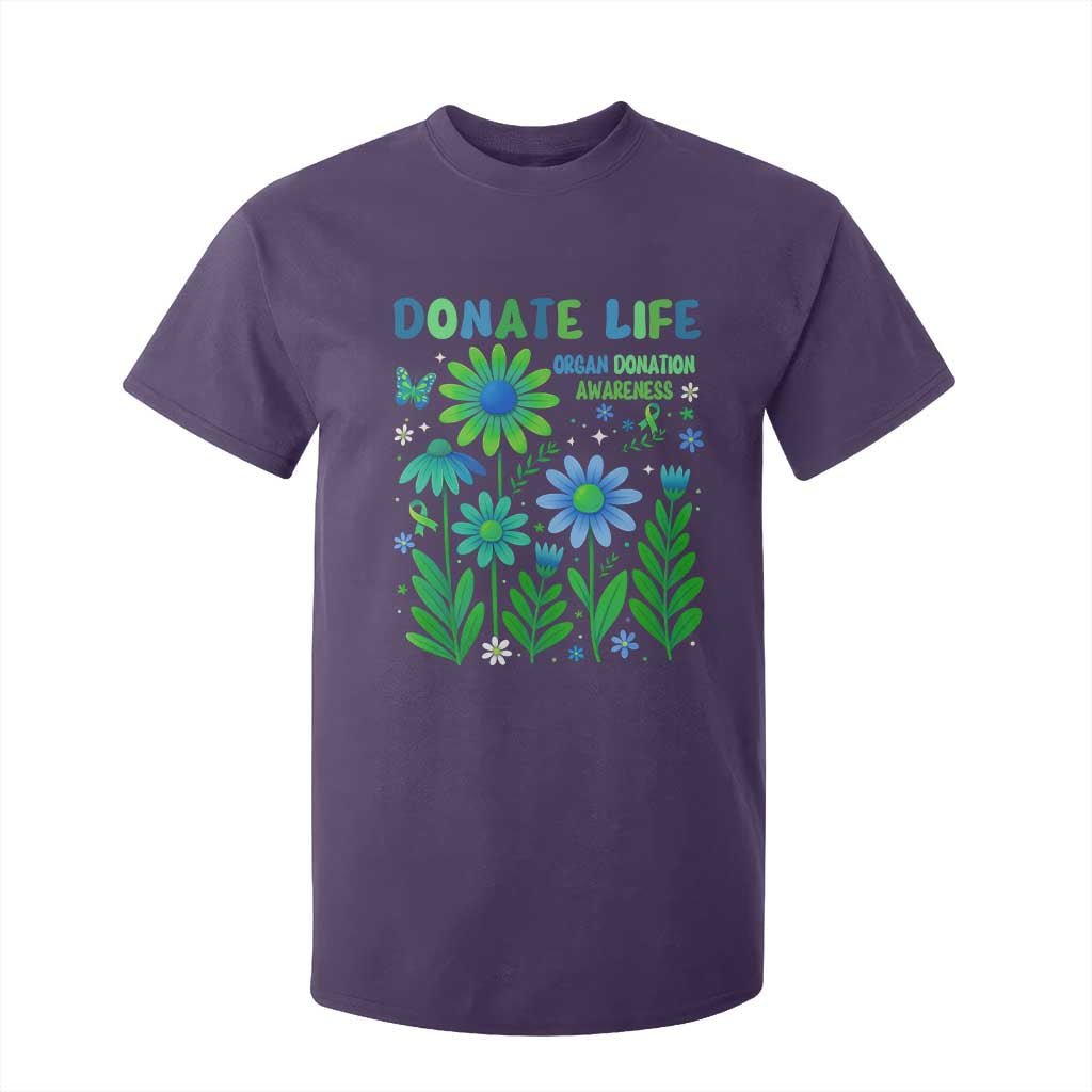 Organ Donation Awareness T Shirt For Kid Green Ribbon Donate Life Floral TS10 Purple Print Your Wear
