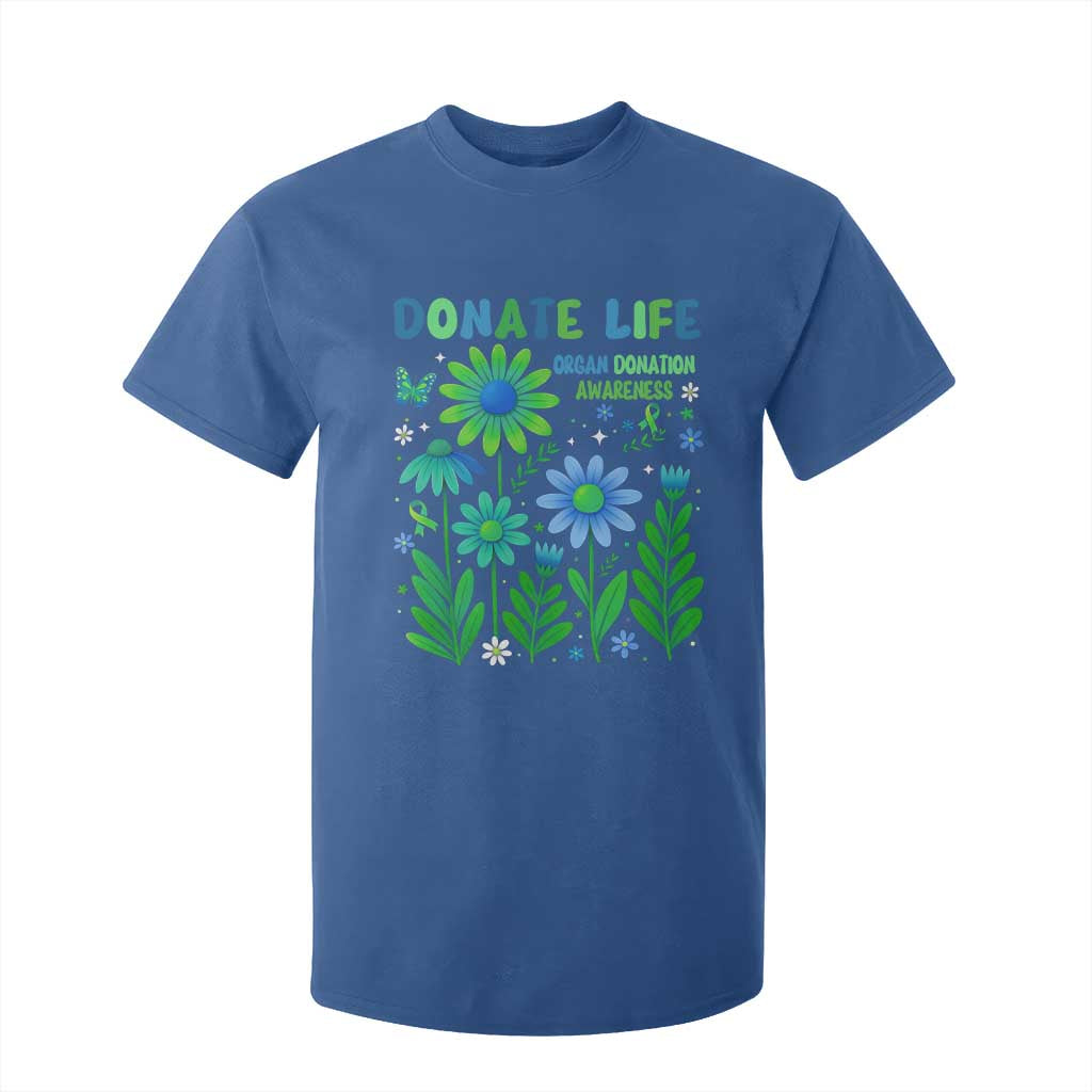 Organ Donation Awareness T Shirt For Kid Green Ribbon Donate Life Floral TS10 Royal Blue Print Your Wear
