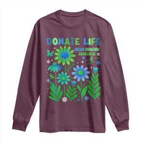 Organ Donation Awareness Long Sleeve Shirt Green Ribbon Donate Life Floral TS10 Maroon Print Your Wear