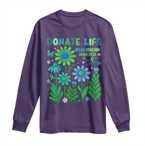 Organ Donation Awareness Long Sleeve Shirt Green Ribbon Donate Life Floral TS10 Purple Print Your Wear