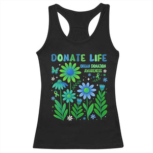 Organ Donation Awareness Racerback Tank Top Green Ribbon Donate Life Floral TS10 Black Print Your Wear